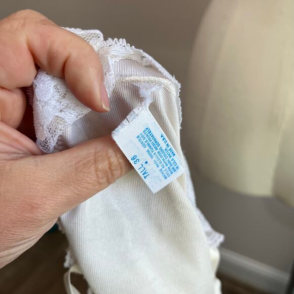 Vintage Lorraine Satin Romantic Cream Full Slip Night Gown Size Tall 36 - Picture 9 of 9